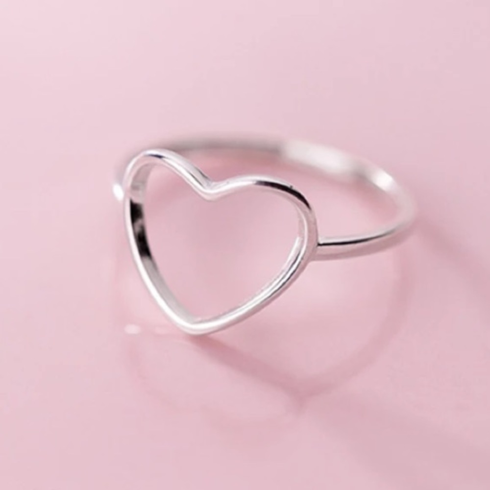 925 Silver Adjustable Open Heart Ring